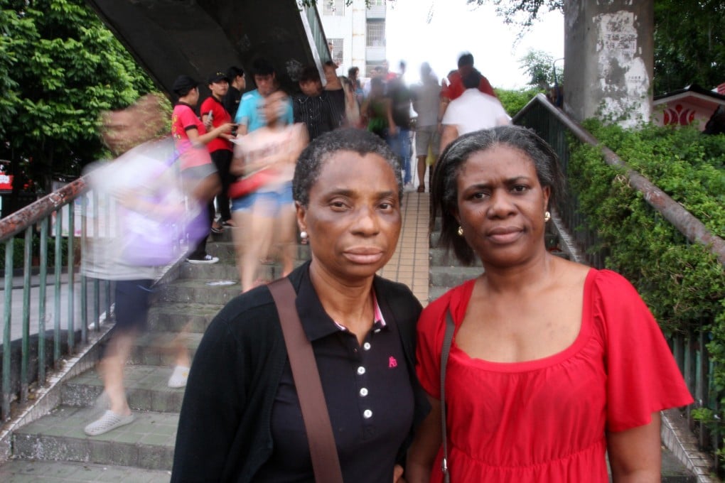 Mary Idowu (left) and Esther Jubril-Badmos say they were beaten by staff in a Guangzhou shop in a row over slippers. Photo: Mimi Lau