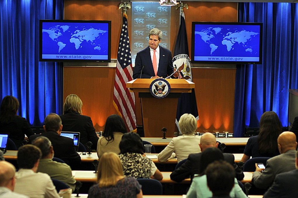 US Secretary of State John Kerry speaks about Syria at the State Department in Washington. Photo: AFP