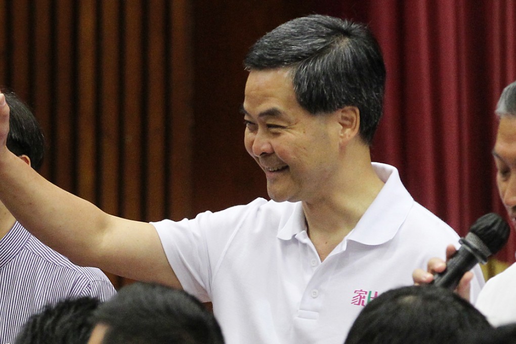 Chief executive Leung Chun-ying attends the community forum held in Kwun Tong. Photo: K. Y. Cheng