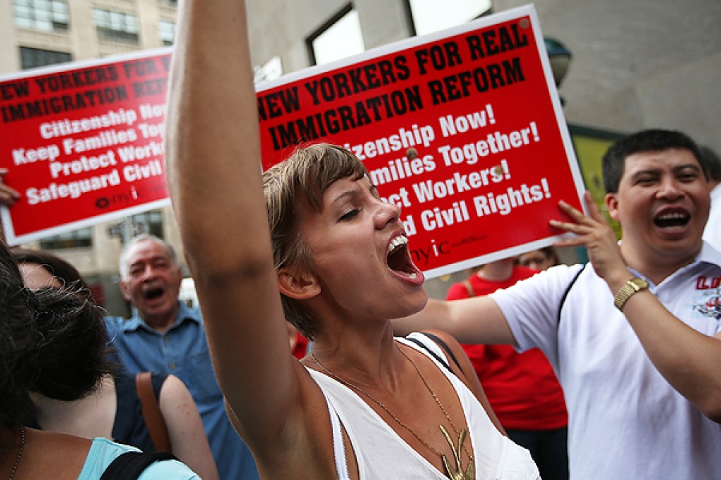 Rights activists protest immigration deportation policies in New York. Photo: AFP