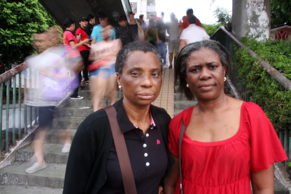 Mary Idowu (left) and Esther Jubril-Badmos say they were beaten by staff in a Guangzhou shop in a row over slippers. Photo: Mimi Lau
