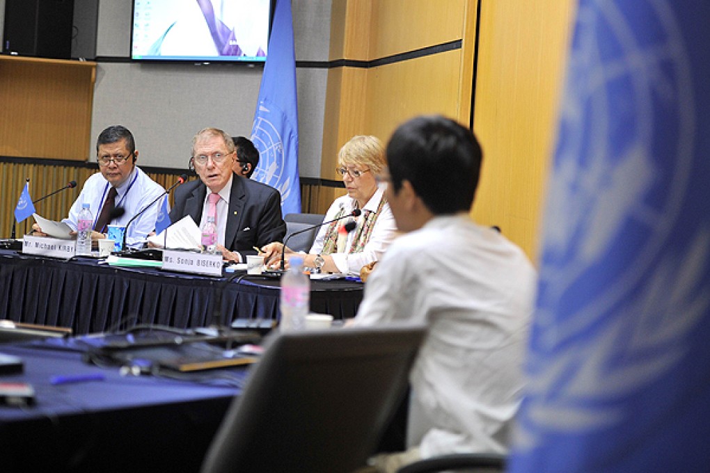 A UN inquiry on human rights abuses in North Korea hears the testimony of former North Korean defector Ji Seong-Ho in Seoul. Photo: AFP