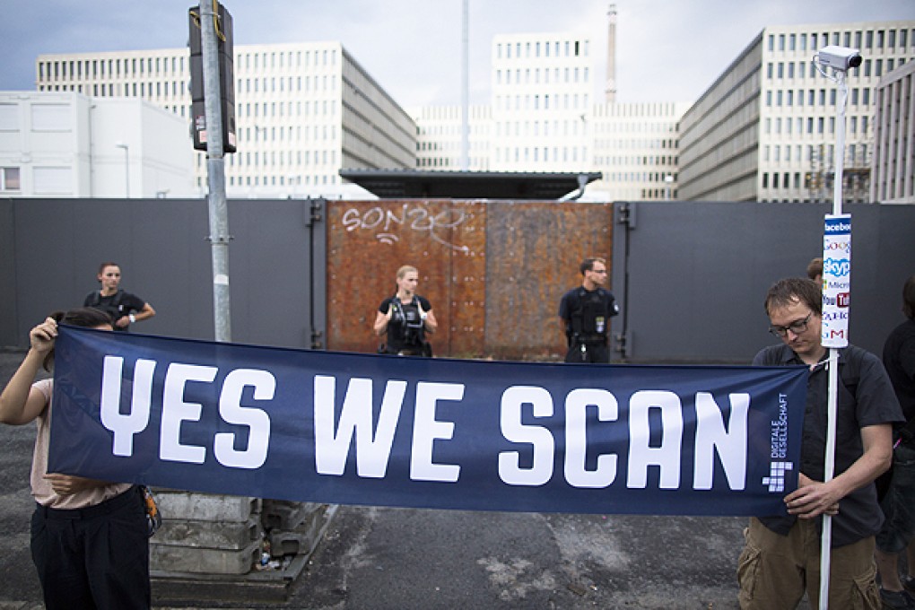 Demonstrators in Berlin protest against surveillance by the US National Security Agency. Photo: AP