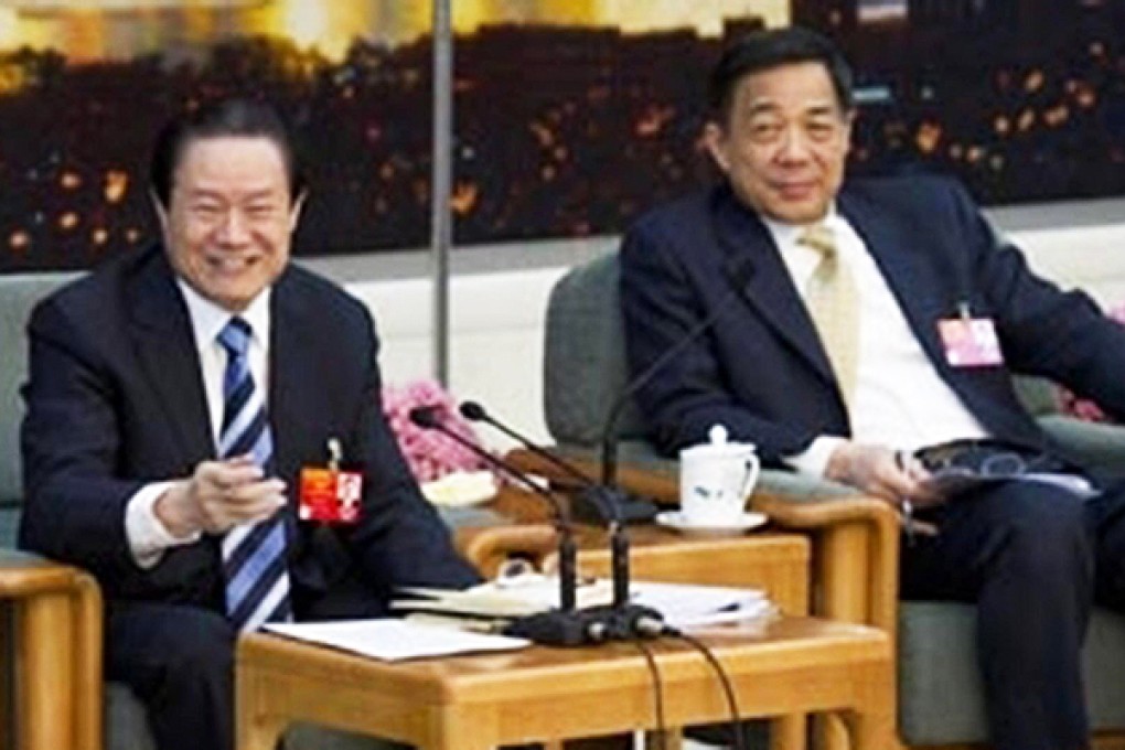 Zhou Yongkang with Bo Xilai at the NPC in March. Photo: SCMP