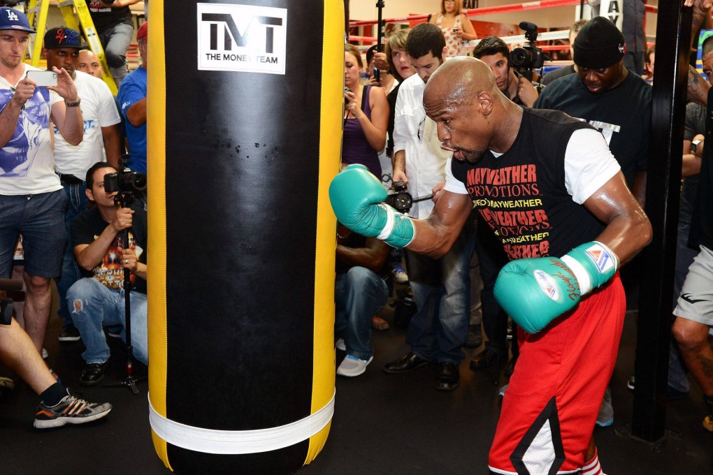 Floyd Mayweather works out ahead of his September 14 fight against Canelo Alvarez. Photo: AFP