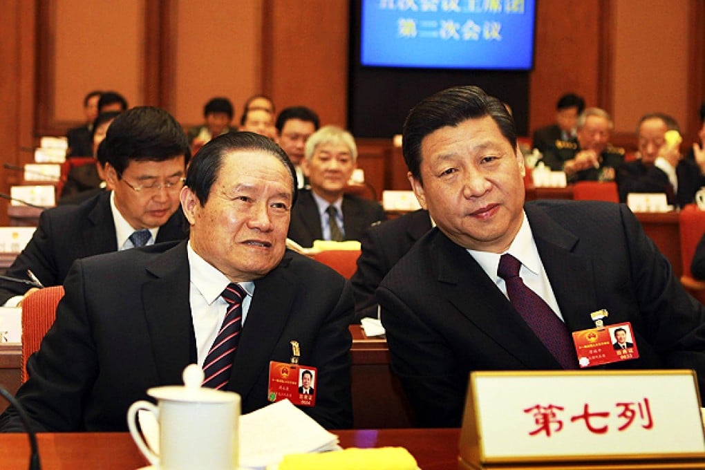 Zhou Yongkang with Xi Jinping at the NPC in March. Photo: CNS