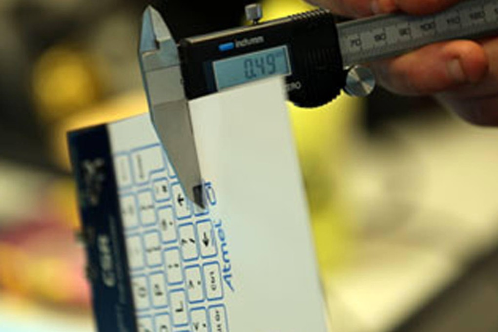 Keyboard is as thick as 5 pieces of paper. Photo: SCMP