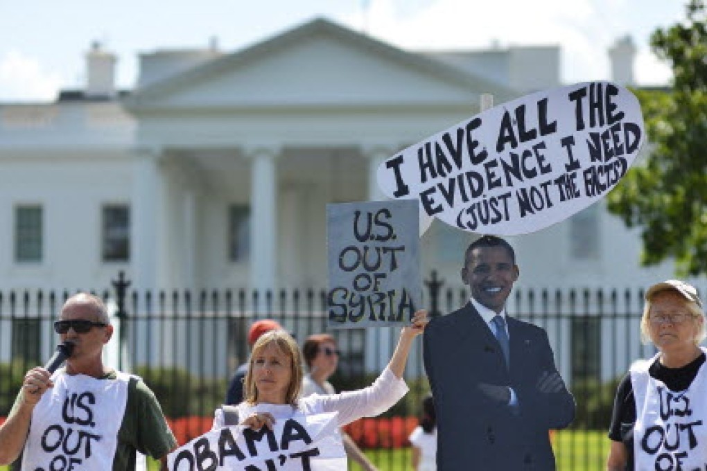 Anti-war demonstrators protested in front of the White House against a possible US attack on Syria. Photo: AFP