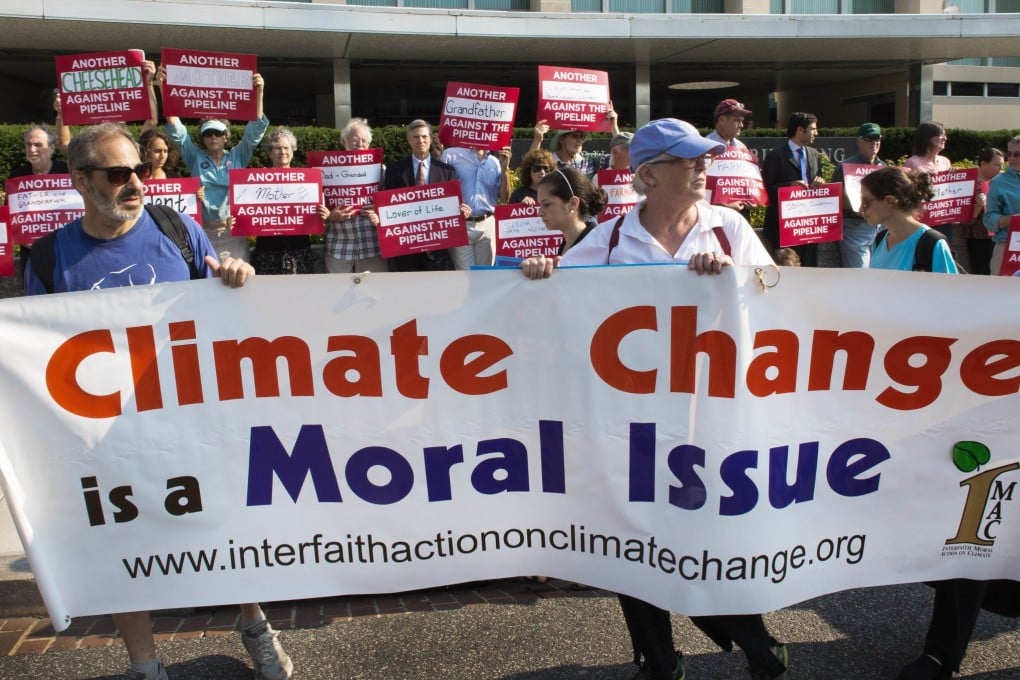 US climate change activists stage a recent sit-in outside the US State Department in Washington. Photo: AFP
