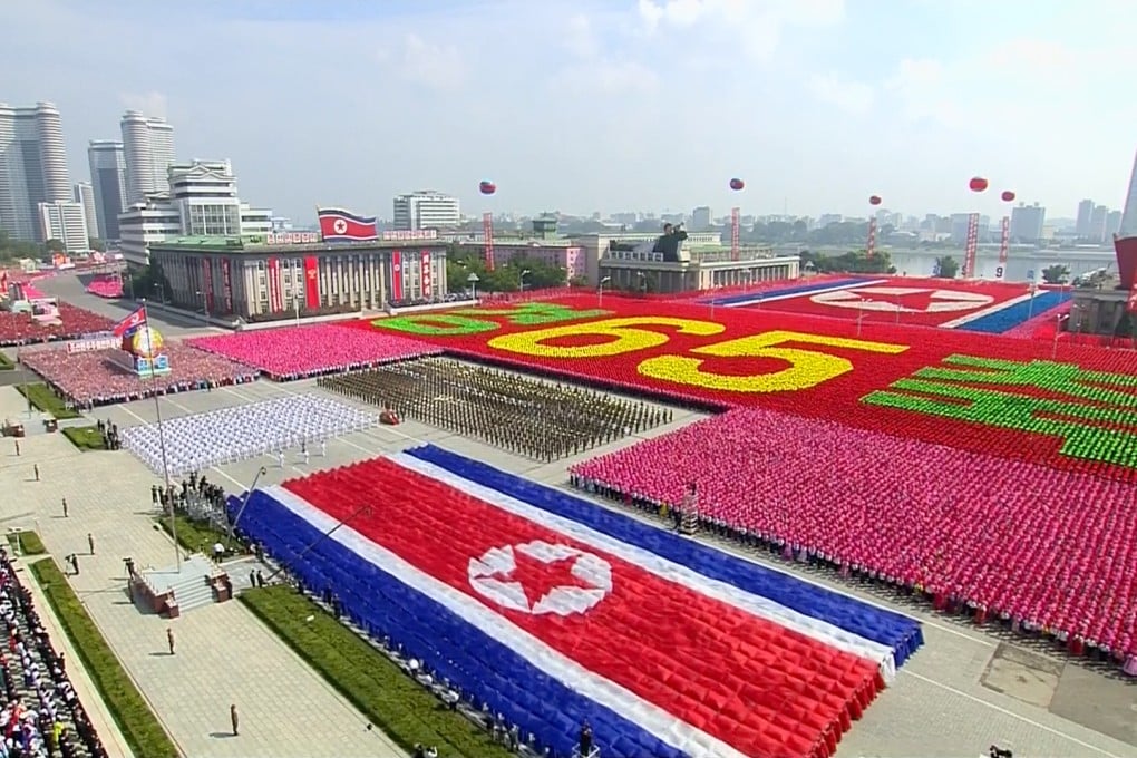 North Korean soldiers and performers participate in a mass military parade to celebrate the 65th anniversary of the country's founding. Photo: AP