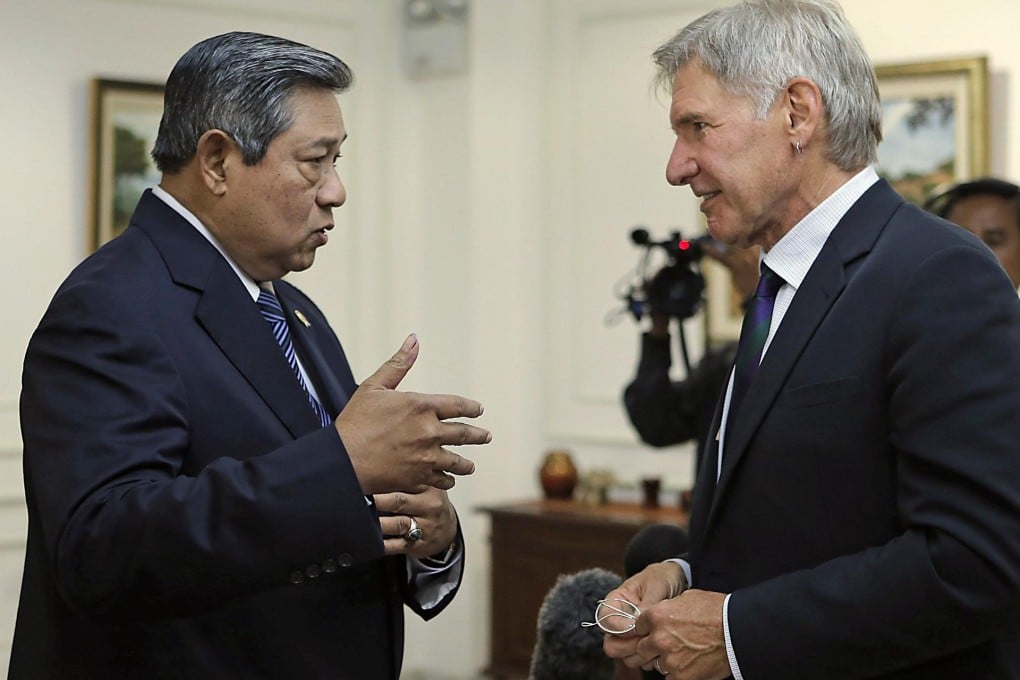 Harrison Ford with Dr Susilo Bambang Yudhoyono. Photo: EPA