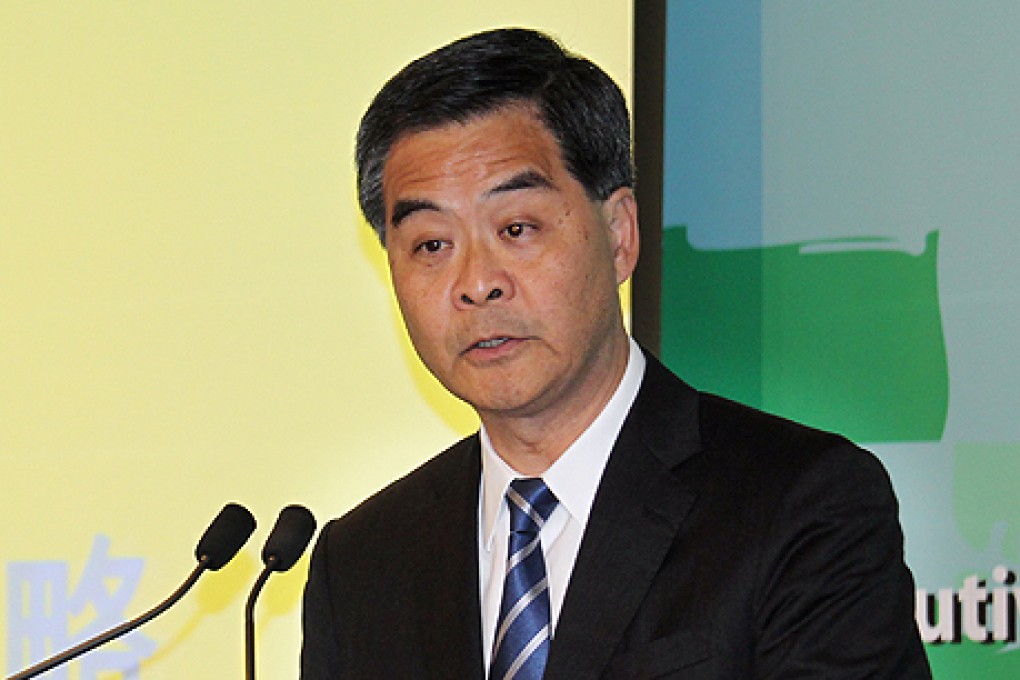Chief Executive Leung Chun-ying said at a luncheon on long-term housing  on Wednesday that cooling measure for the property market were here to stay. Photo: Dickson Lee