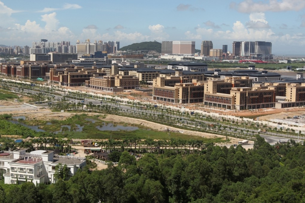 The University of Macau in Hengqin, which can house 10,000 students, is sitting against the backdrop of Taipa in Macau. Photo: K.Y. Cheng