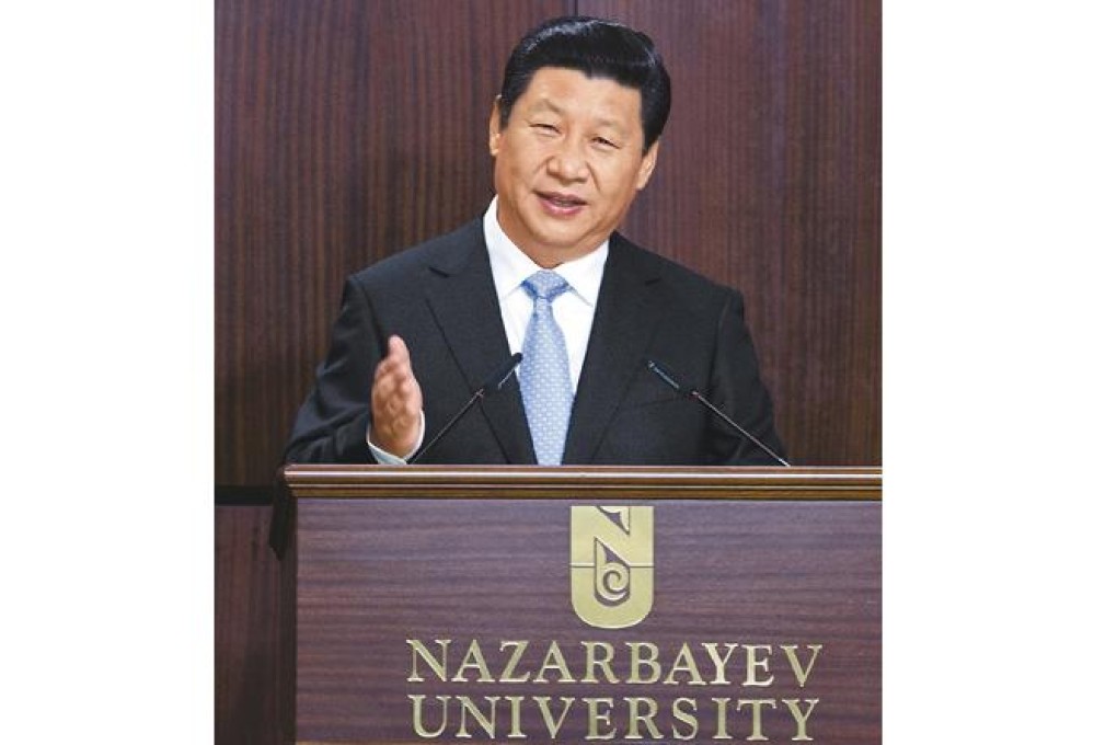 Xi Jinping gives a speech at Nazarbayev University last week. Photo: Xinhua