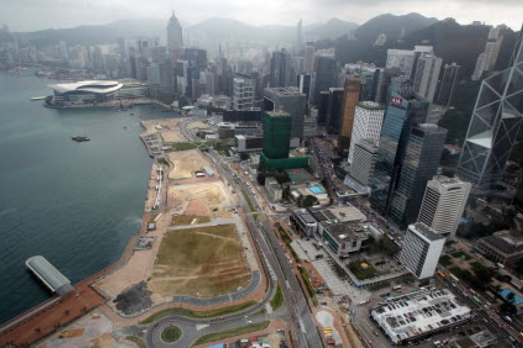 Newly reclaimed land from Central to Wan Chai. Photo: Sam Tsang