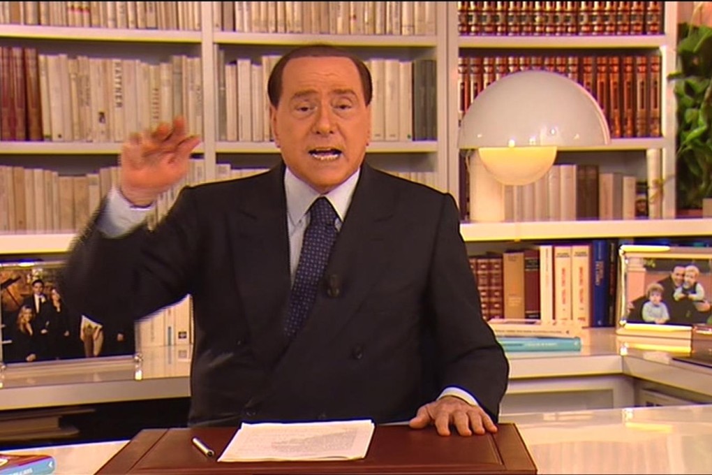 Silvio Berlusconi in his video plea to voters. Photo: Reuters