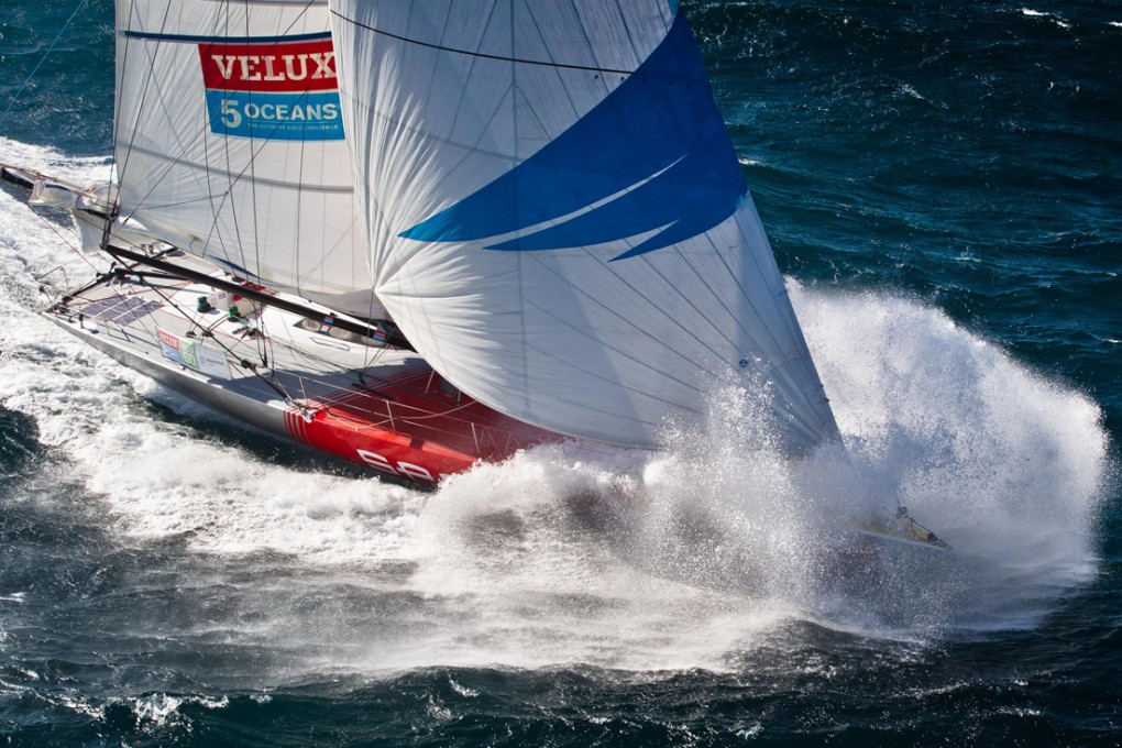 Chris Stanmore-Major solosails the Spartan in the Velux 5 Oceans Race, in 2010. Photo: WWI/Velux 5 Oceans/Ainhoa Sanchez