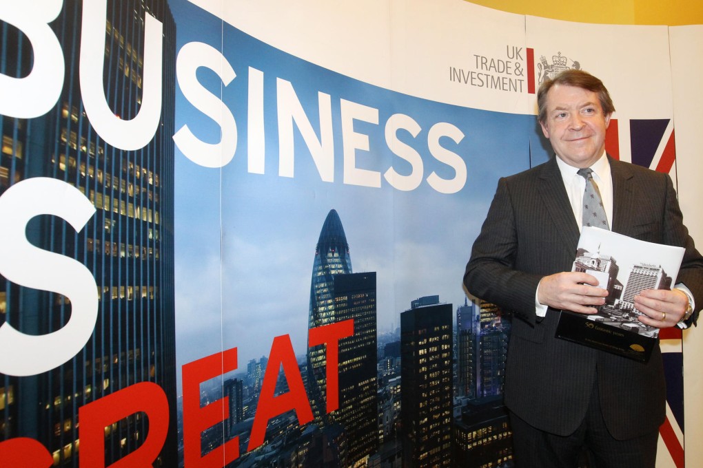 City of London Lord Mayor Roger Gifford, at the British consulate yesterday, is focusing on a bigger piece of the yuan business. Photo: May Tse