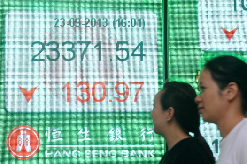 The Hang Seng Index ended a typhoon-shortened session down 0.6 per cent at 23,371.54. Photo: Xinhua