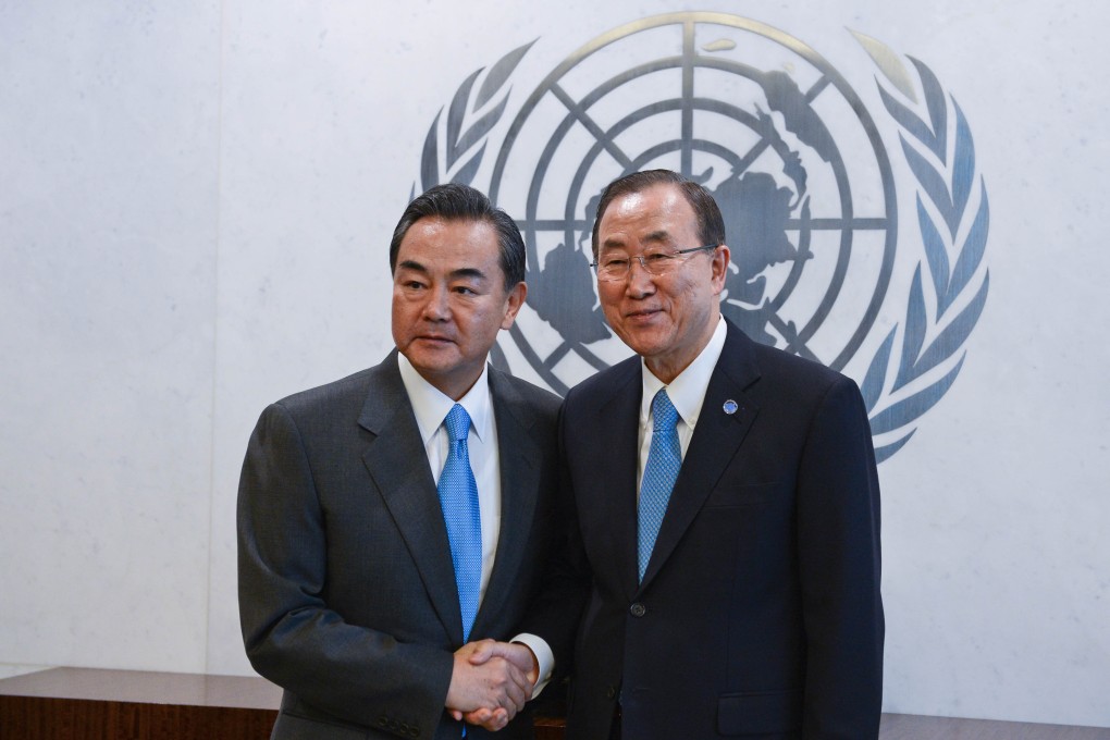 Chinese Foreign Minister Wang Yi meets with United Nations Secretary-General Ban Ki-moon in New York. Photo: Xinhua