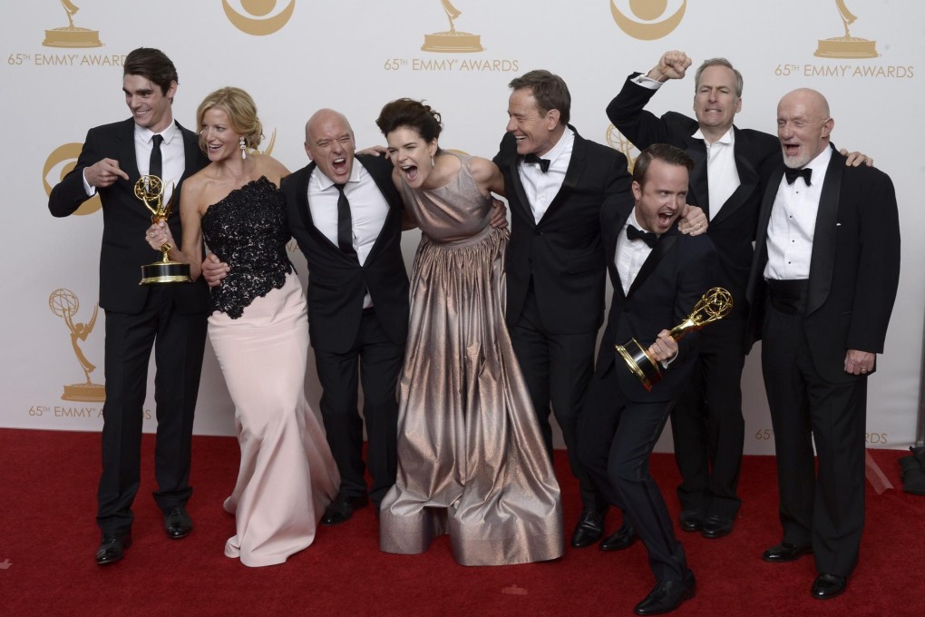 The cast of Breaking Bad, named best drama, pose at Los Angeles' Nokia Theatre. Photo: EPA