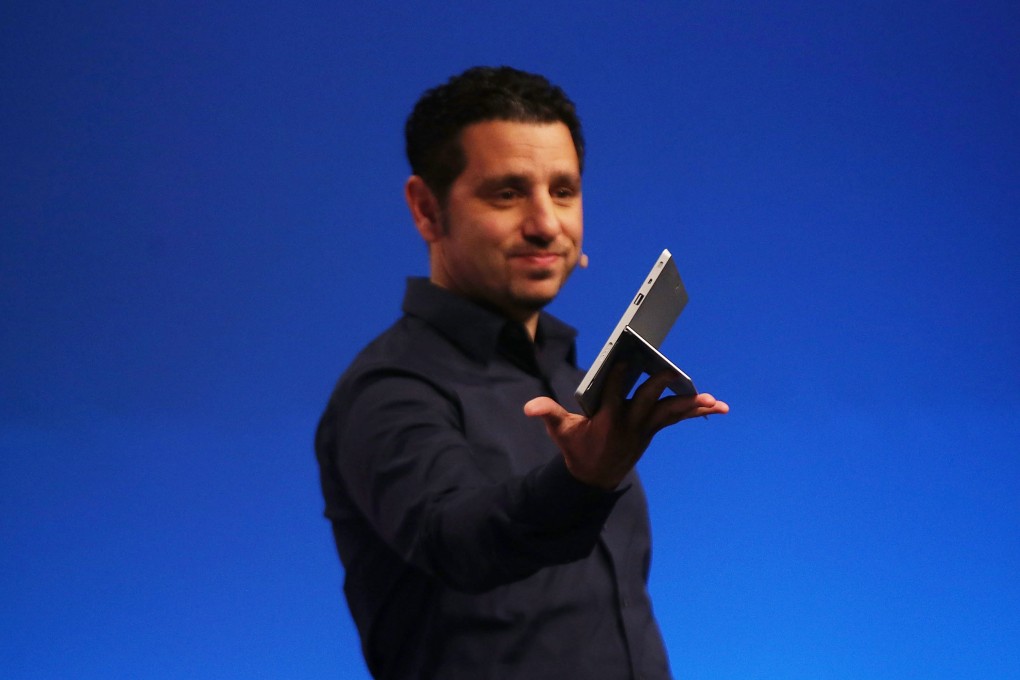 Panos Panay, Microsoft's vice president for Surface, introduces the second generation of Surface tablets in New York. Photo: AFP