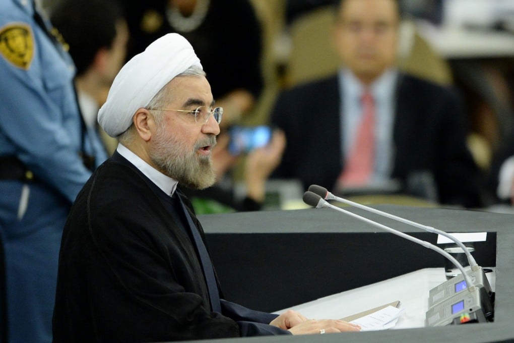 Rowhani speaks at the UN headquarters in New York. Photo: AP