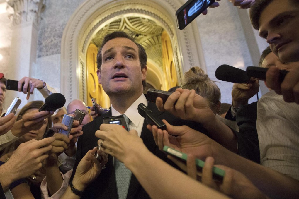 Senator Ted Cruz after his marathon session. Photo: Reuters
