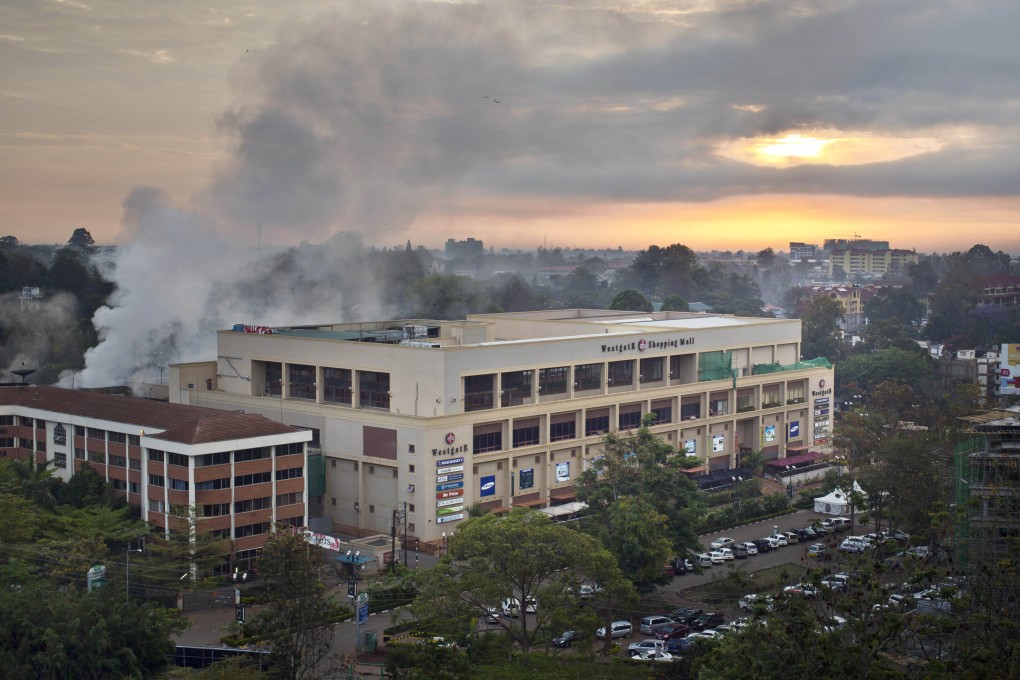 The smoldering Westgate Mall. Photo: AP