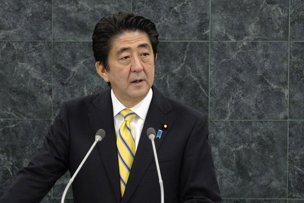 Japanese Prime Minister Shinzo Abe at the United Nations General Assembly. Photo: AFP
