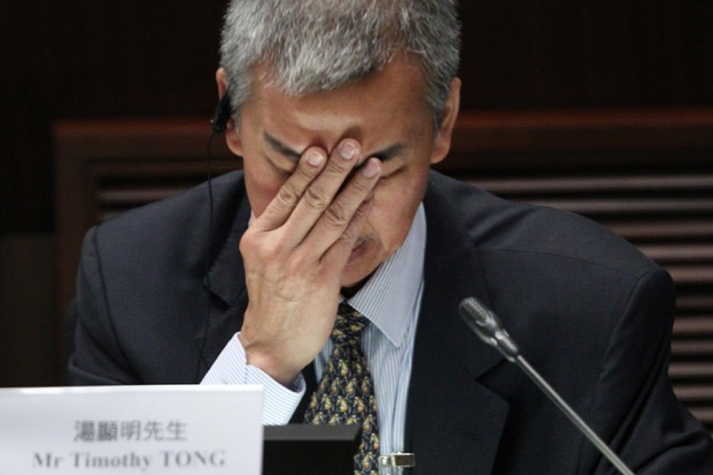 Former ICAC commissioner Timothy Tong Hin-ming at the Legislative Council's public accounts committee hearing. Photo: Sam Tsang