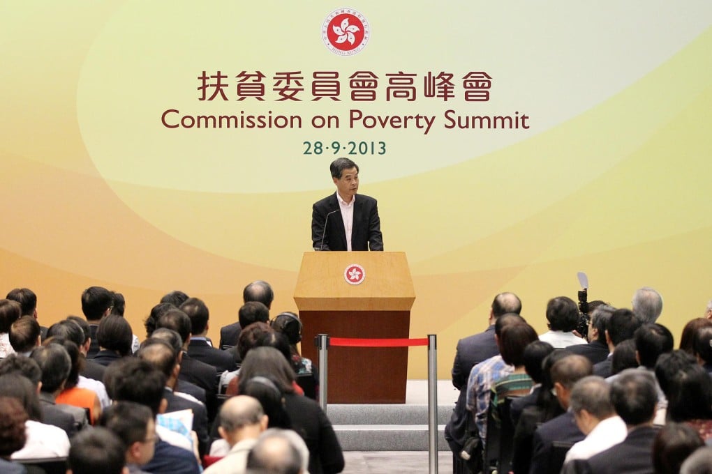 Leung Chun-ying has highlighted Hong Kong's poverty challenges, but offered no new policy initiatives or targets. Photo: K.Y. Cheng