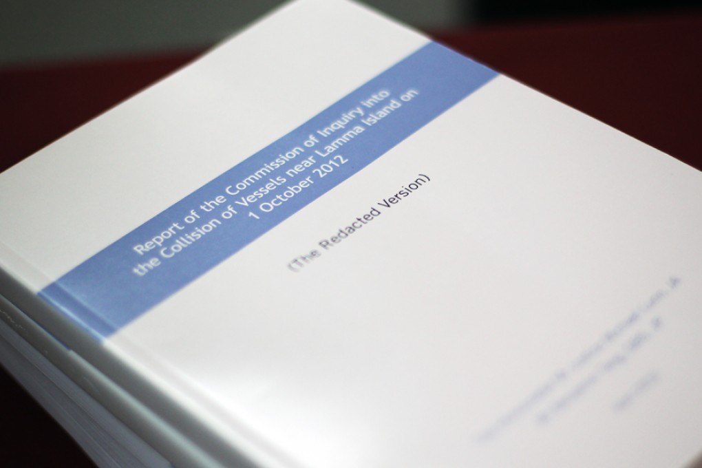 Report of the Commission of Inquiry into the Collision of Vessels near Lamma Island speaks of systemic failings. Photo: Dickson Lee