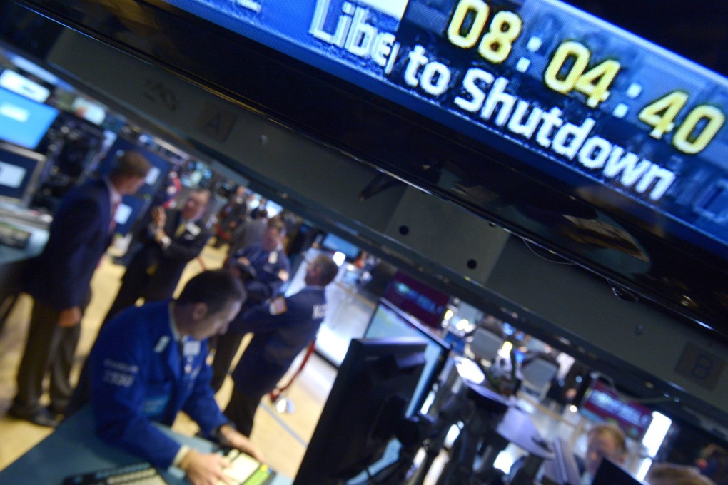 A clock counts down to the US government shutdown at the New York Stock Exchange. Photo: EPA
