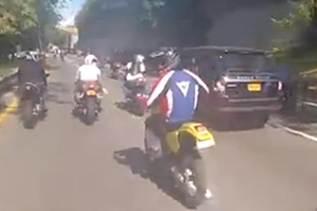 Bikers chasing the Range Rover on a major New York highway. Photo: SCMP