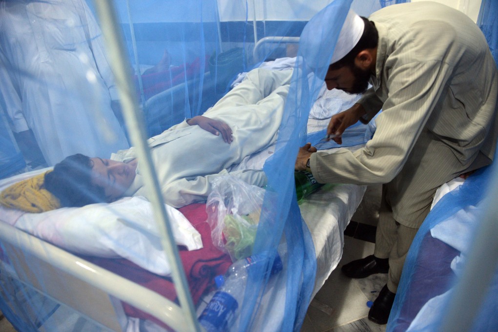 A patient is treated for dengue fever in Mingora, Pakistan. Photo: AFP