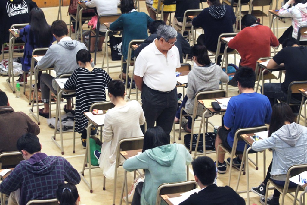 Students sit part of the last Hong Kong Advanced Level Examination in Po Leung Kuk Ngan Po Ling College in To Kwa Wan last March. Photo: May Tse