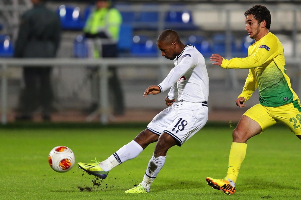 Jermain Defoe scores the opening goal for Tottenham Hotspur against Anji Makhachkala. Photo: EPA