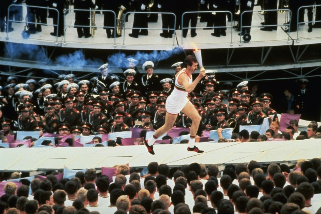In July 1980, Soviet athlete Sergei Belov, with the Olympic flame, on his way to light the cauldron during the opening ceremony of the summer Olympics in Moscow. Photo: AP