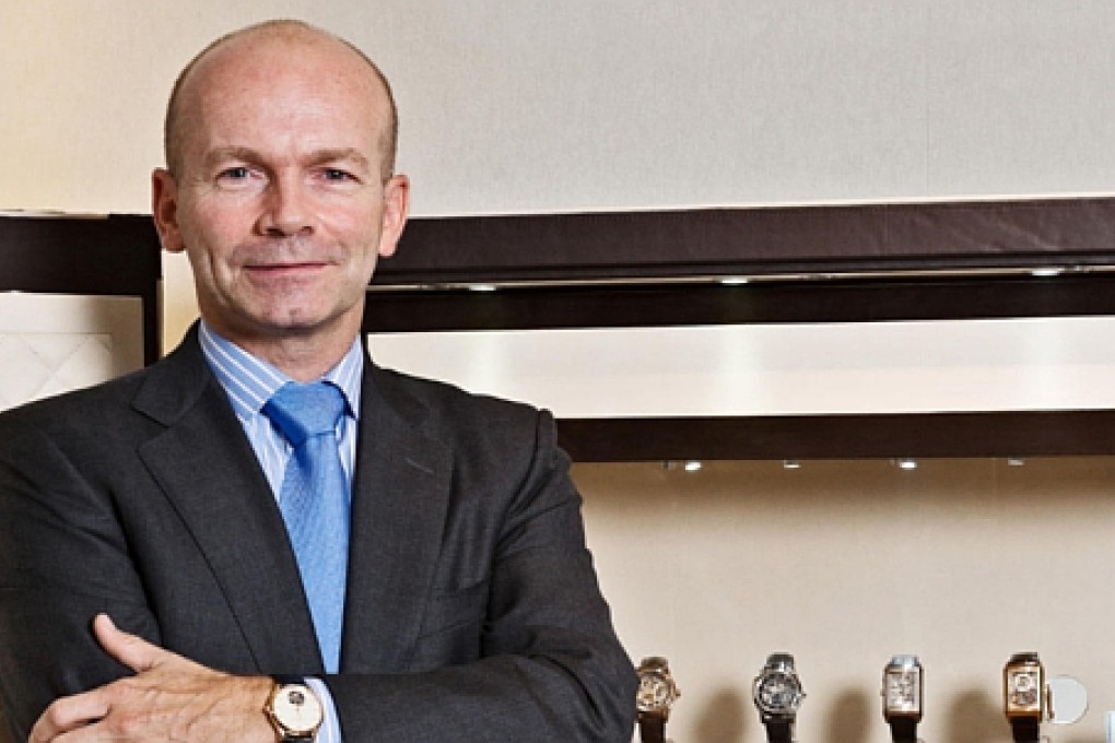 Jaeger-LeCoultre's north Asia managingdirector Guillain Maspetiol unveils the Duomètre Sphérotourbillon Blue.