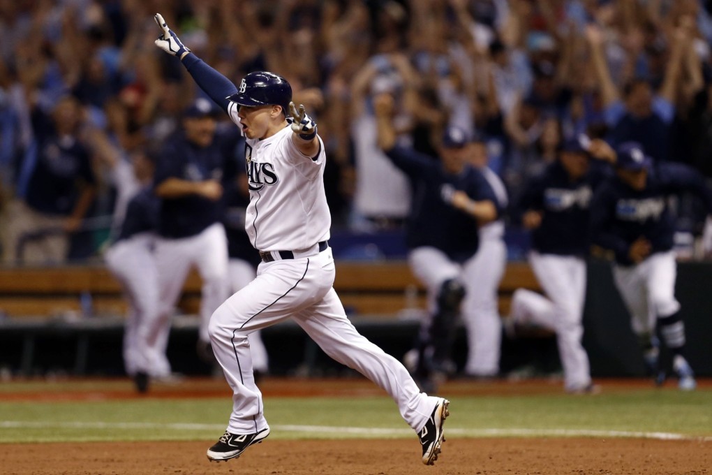 Tampa Bay Rays catcher Jose Lobaton after hitting the game winning home run. Photo: AP
