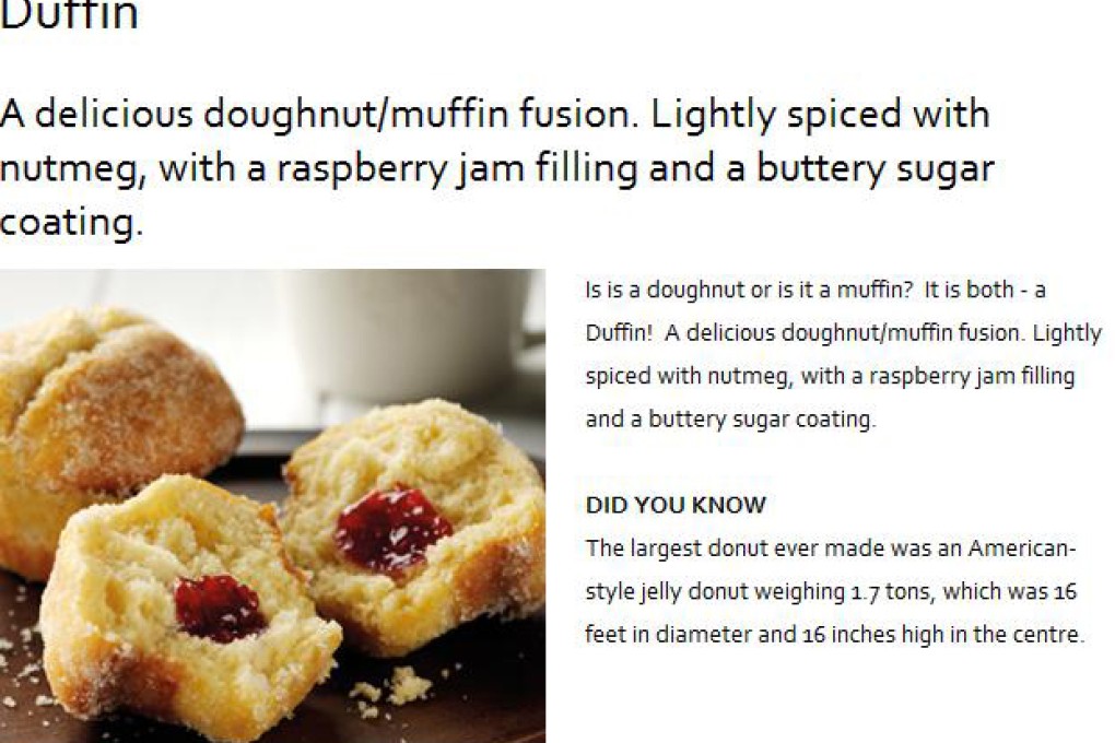 The Duffin, as advertised on Starbucks' website. Photo: SCMP Pictures
