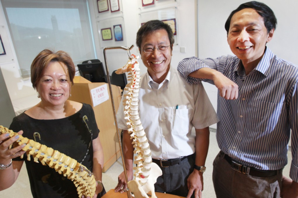 Kathryn Cheah, chair professor of Biochemistry; Dr Danny Chan, associate professor, department of Biochemistry, and Dr Song You-qiang, assistant professor of Department of Biochemistry. Photo: David Wong