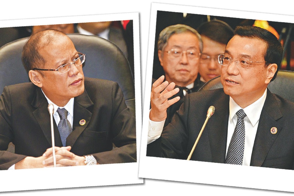 Philippine President Benigno Aquino (left) and Premier Li Keqiang are said to have moved the dispute to a new level. Photos: Xinhua, EPA