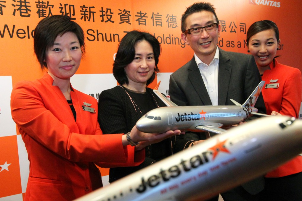 Pansy Ho (second left) and Jetstar Hong Kong CEO Edward Lau. Photo: Felix Wong