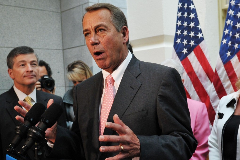 US House Speaker John Boehner outlines his proposals during a press conference in the US Capitol in Washington. Photo: AFP
