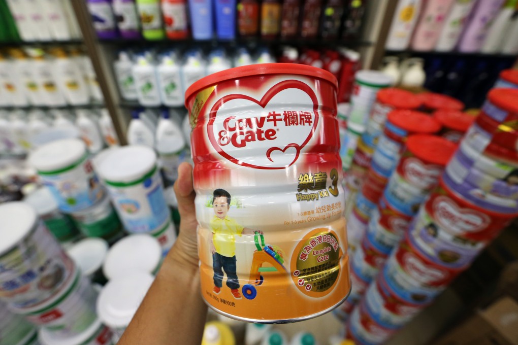 Cow & Gate milk powder on sale at a pharmacy in Sheung Shui. Photo: Felix Wong