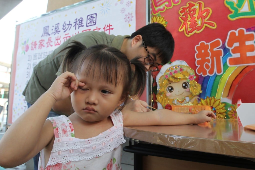 A child at Fung Kai kindergarten yesterday. Photo: Edward Wong