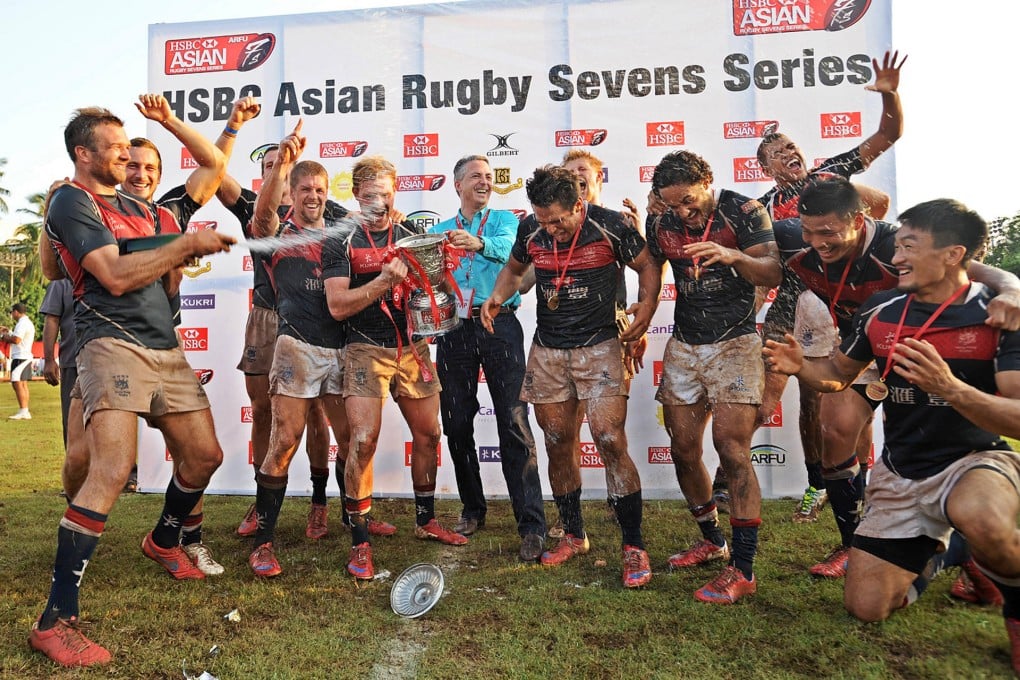 Hong Kong celebrate winning the India Sevens after beating Japan in the final in Mumbai.Photo: SCMP Pictures