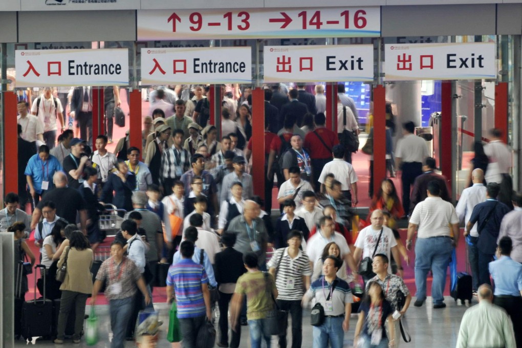 The Canton Fair, which opens today, has attracted fewer exhibitors this year, with the drop the largest since 2009. Photo: Xinhua